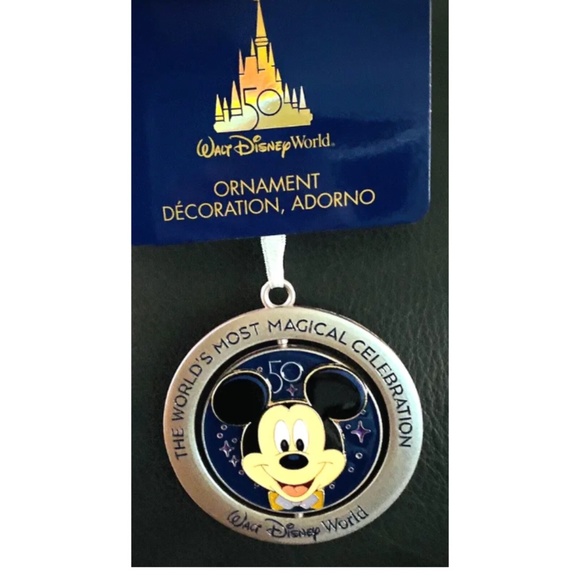 NWT Walt Disney World 50th Anniversary Mickey Mouse 4 Parks Spinner Ornament - Picture 1 of 5